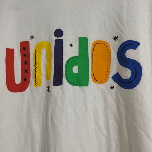 Old Navy Women’s Off White Multi Women’s Casual Shirt with “UNIDOS” Print Sz-3X - Picture 3 of 7